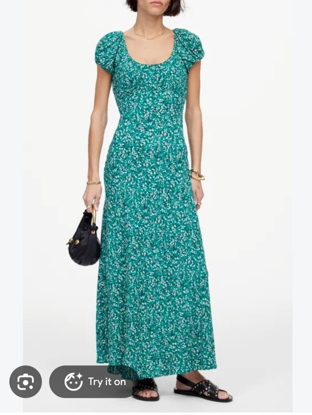 Madewell Green Floral Maxi Dress